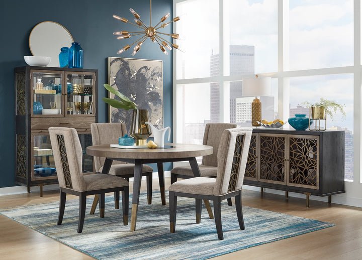 Ryker Nocturn Black And Coventry Grey Round Dining Table - D5013-24
