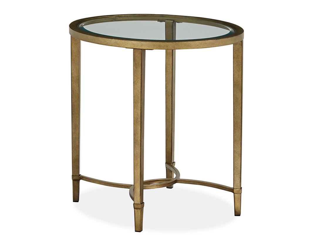 Copia Antiqued Silver With Gold Tint Oval End Table - T2114-07