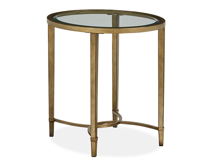 Copia Antiqued Silver With Gold Tint Oval End Table - T2114-07