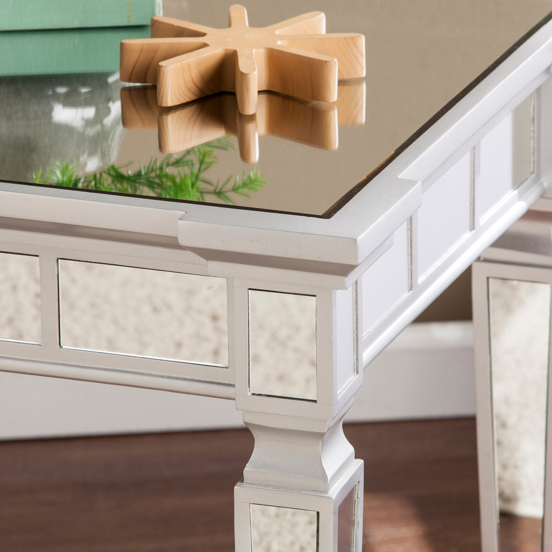 American Home Furniture | SEI Furniture - Glenview Glam Mirrored Square End Table - Matte Silver