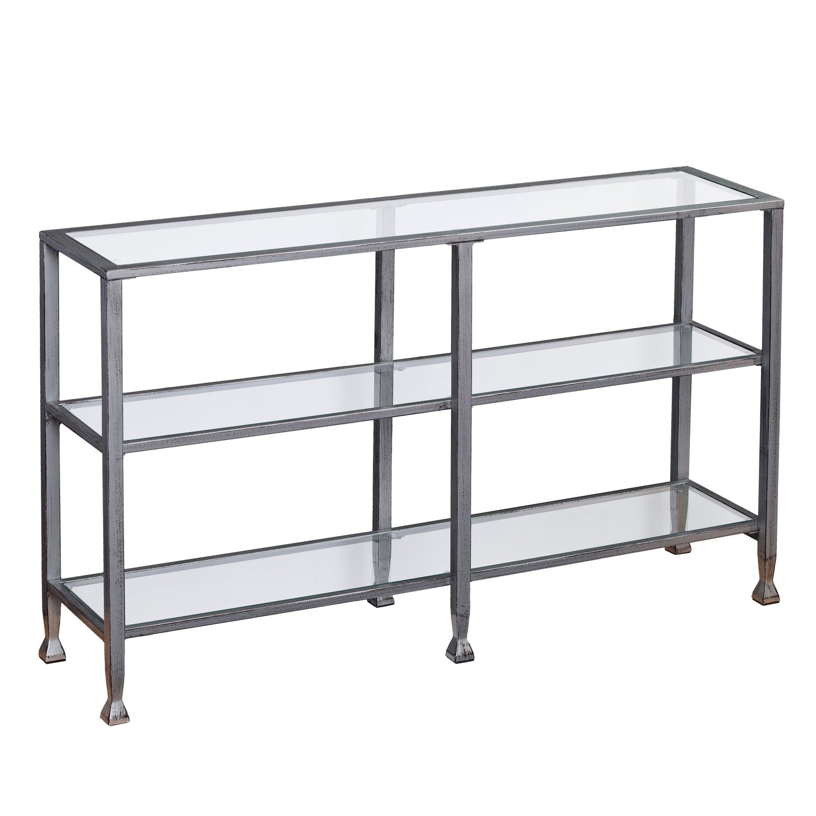 SEI Furniture Jaymes Metal/Glass 3-Tier Console Table/Media Stand - Silver CONSOLE TABLES