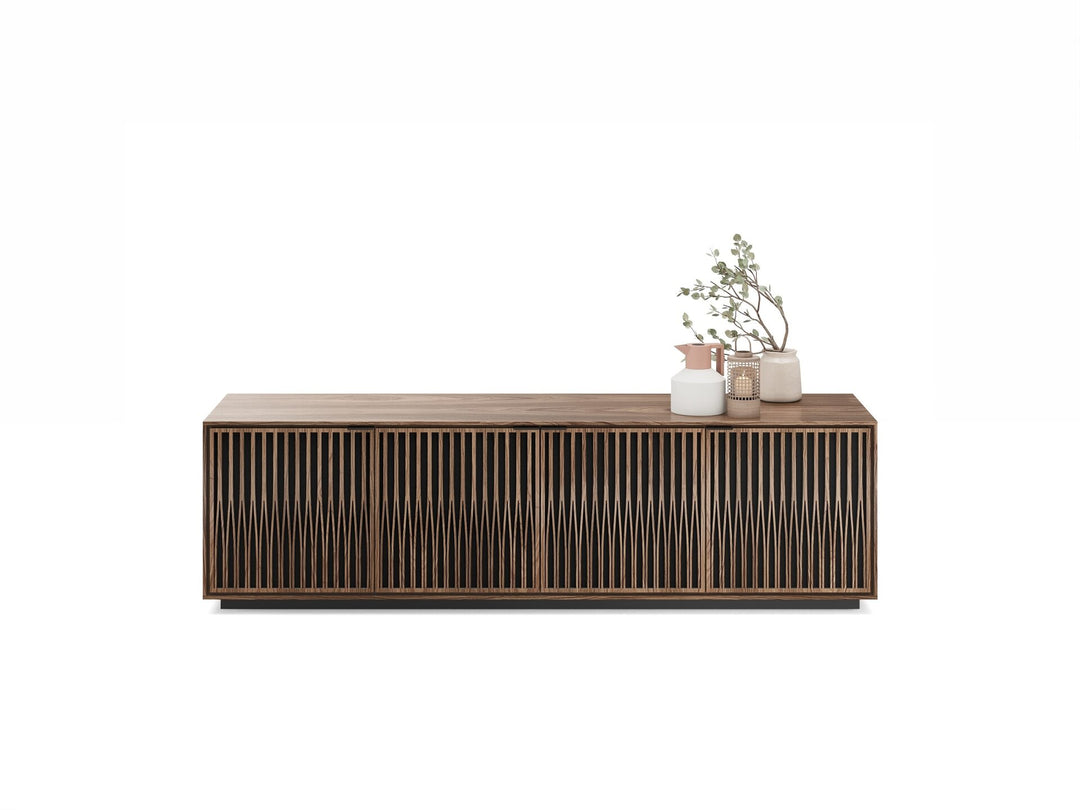 Tune / Natural Walnut / Rolling Plinth Base (24H x 82.5W x 20D in)