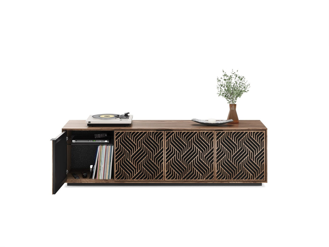 Weave / Natural Walnut / Rolling Plinth Base (24H x 82.5W x 20D in)