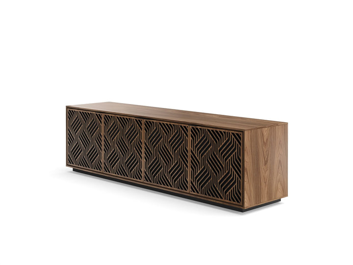 Weave / Natural Walnut / Rolling Plinth Base (24H x 82.5W x 20D in)