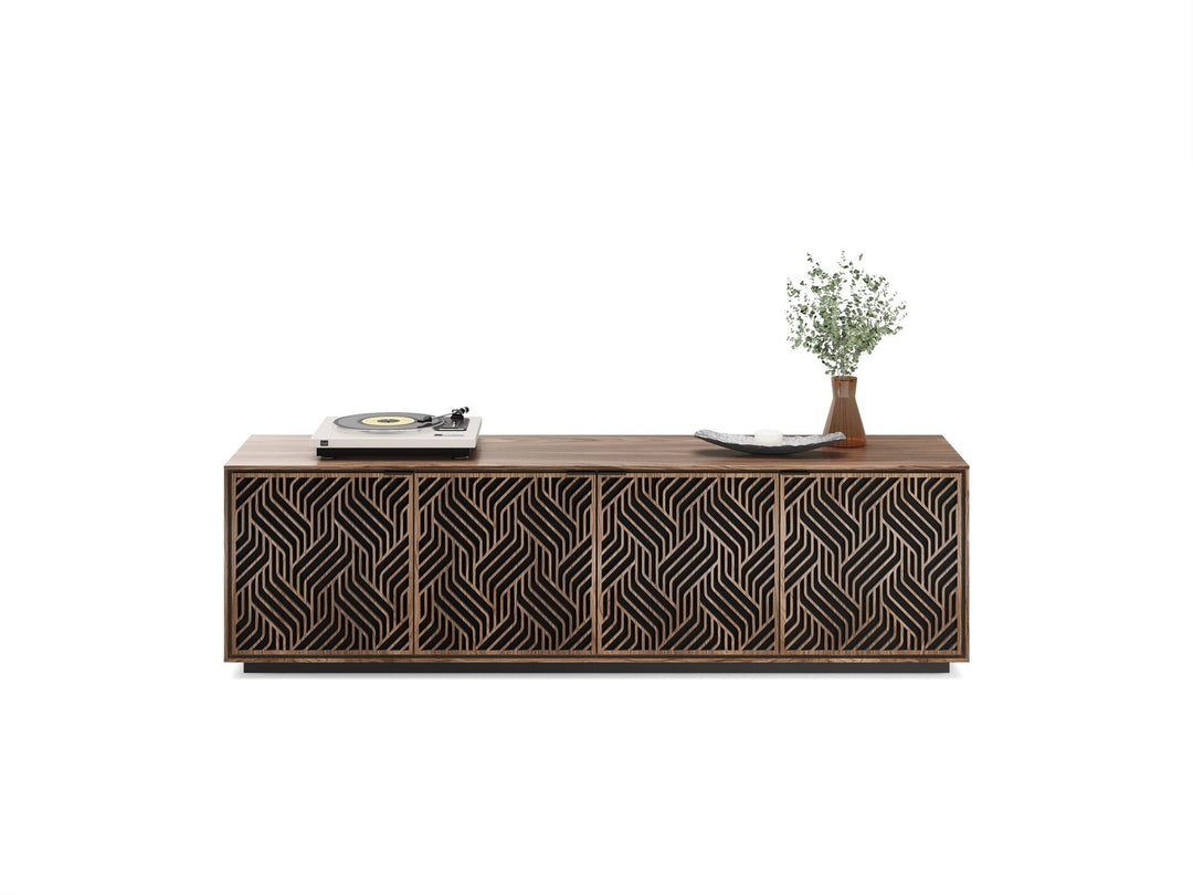 Weave / Natural Walnut / Rolling Plinth Base (24H x 82.5W x 20D in)