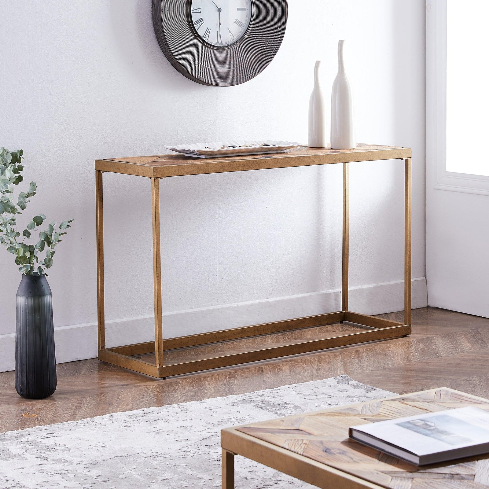 SEI Furniture Dorville Reclaimed Wood Patchwork Console Table CONSOLE TABLES