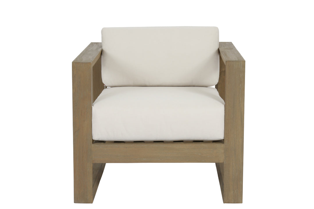 American Home Furniture | Sunset West - Coastal Teak Club Chair in Canvas Canvas, No Welt