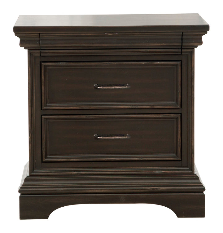 Caldwell Smoked Molasses 2 Drawer Nightstand - P012140