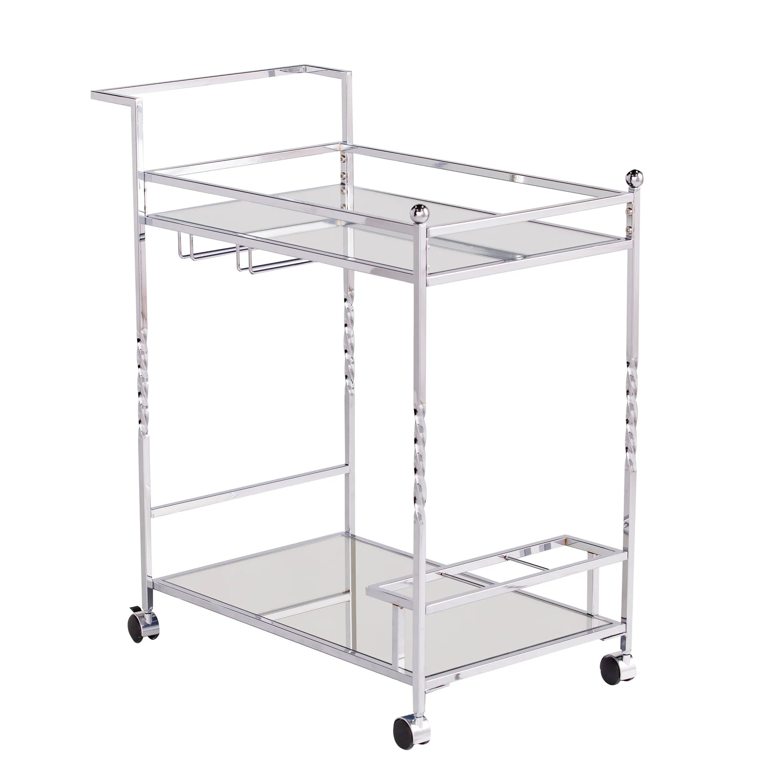 SEI Furniture Ivers Metal Mirrored Bar Cart - Chrome BAR + BAR CARTS