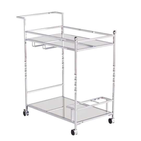 SEI Furniture Ivers Metal Mirrored Bar Cart - Chrome BAR + BAR CARTS