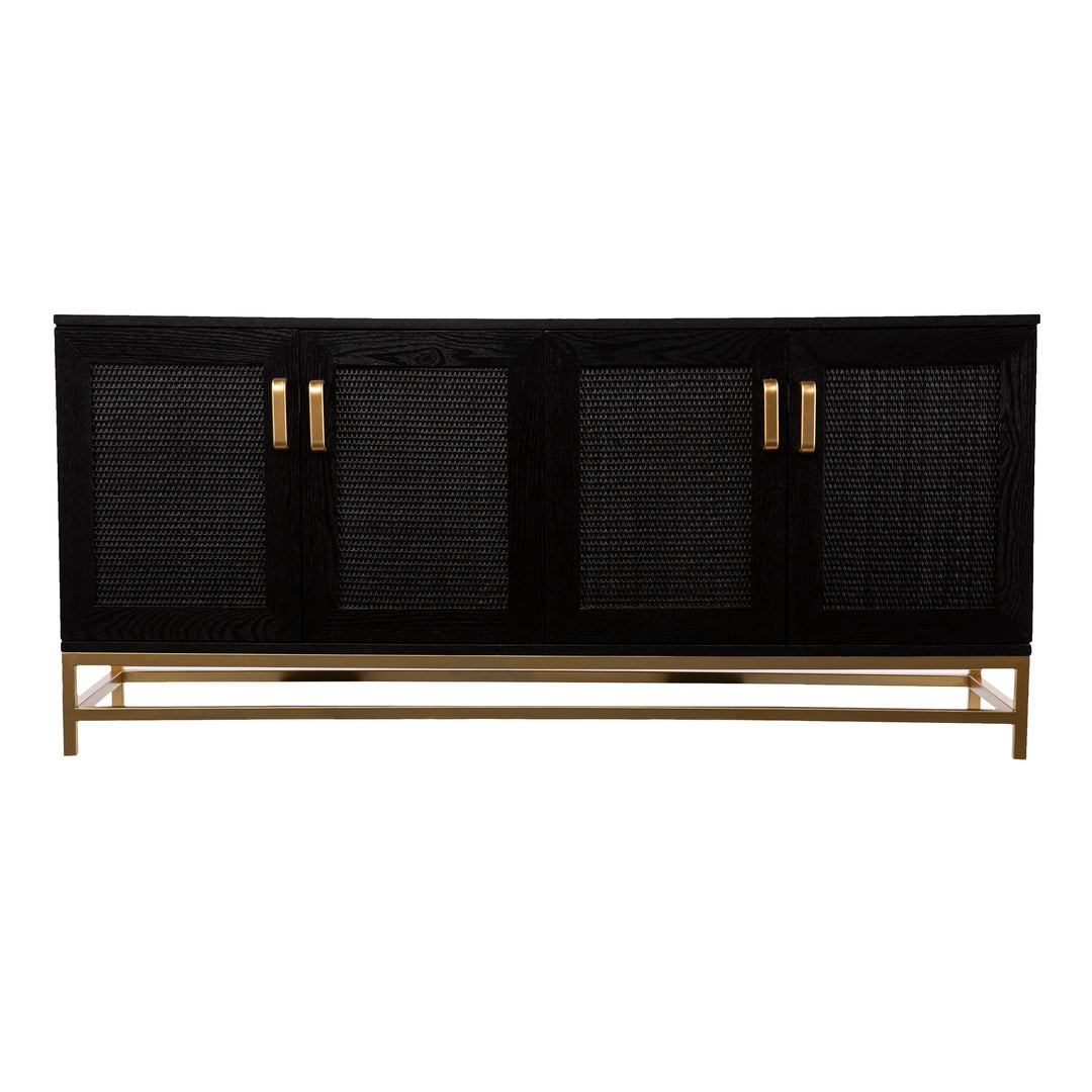 Rolliston Contemporary 4-Door Media Console - AmericanHomeFurniture