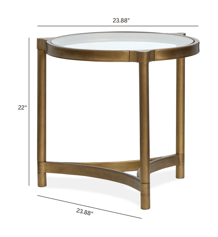 Cassidy Aged Brass And Volakas Classic Round End Table - T6357-05