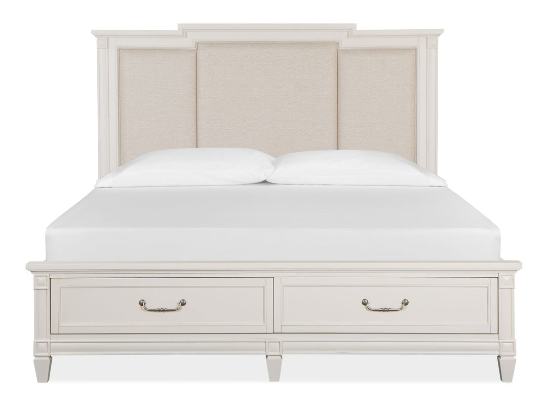 Willowbrook Egg Shell White King Panel Upholstered Storage Bed - B5324-65A