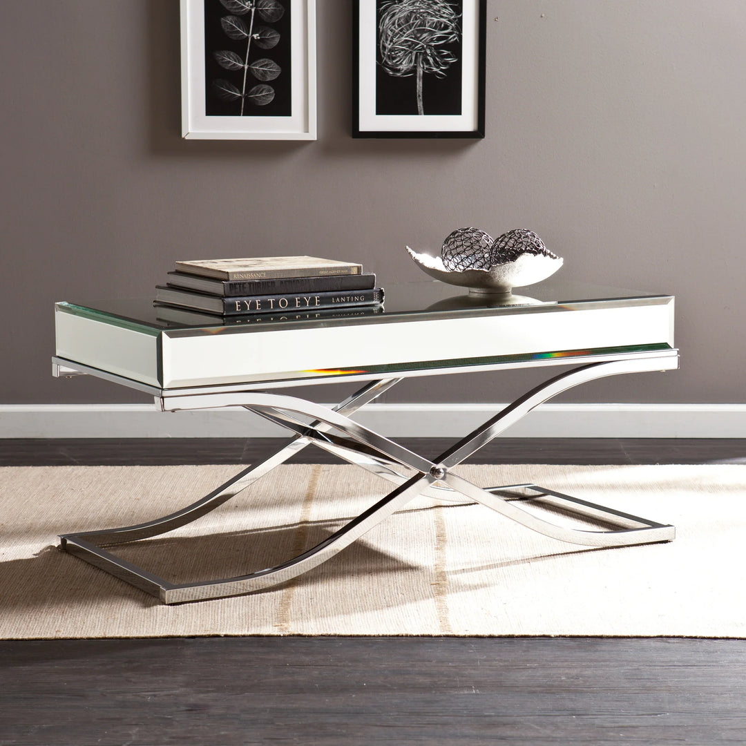 Ava Mirrored Cocktail Table - Chrome - AmericanHomeFurniture