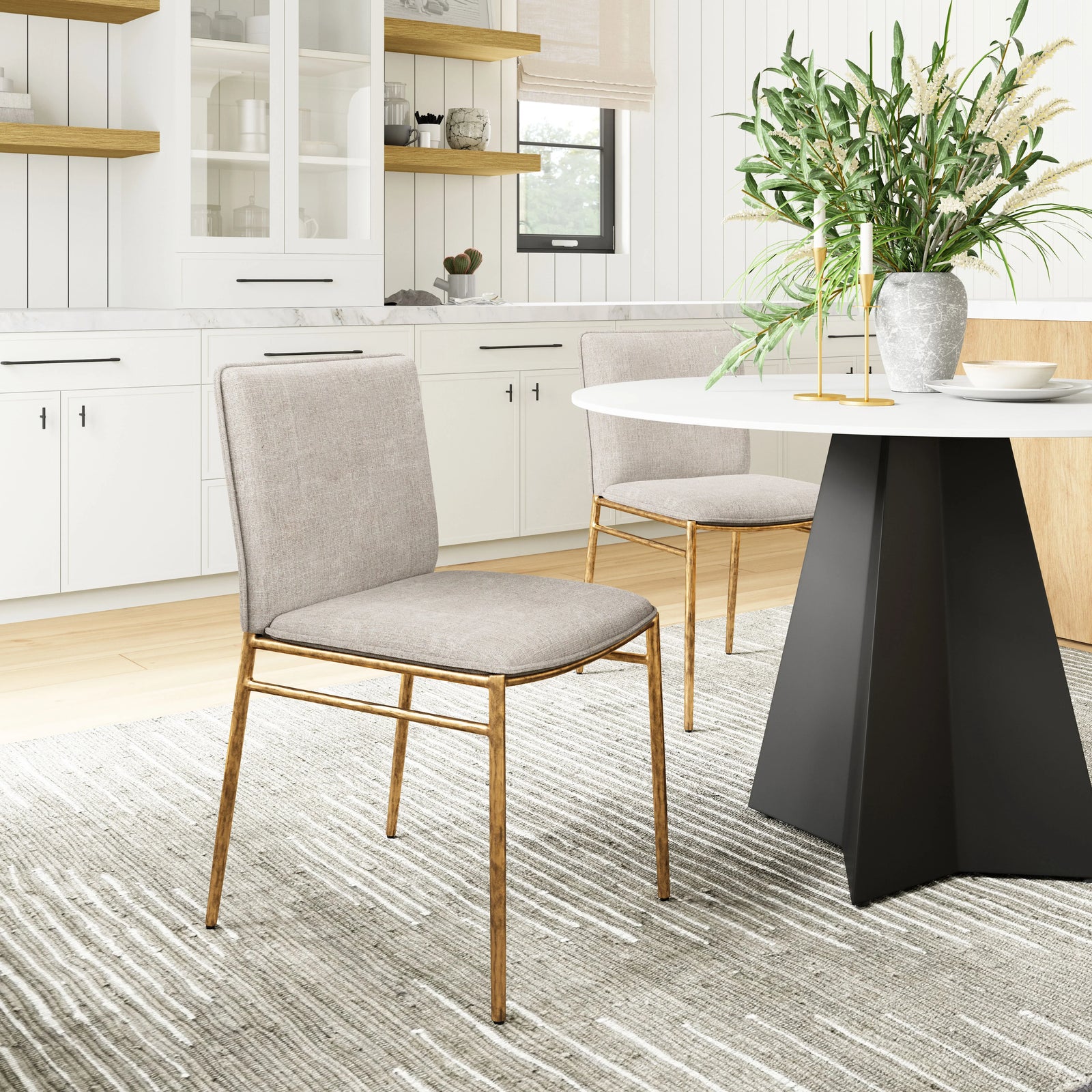 Zuo Nordvest Dining Chair Beige & Gold - Set of 2 DINING CHAIRS