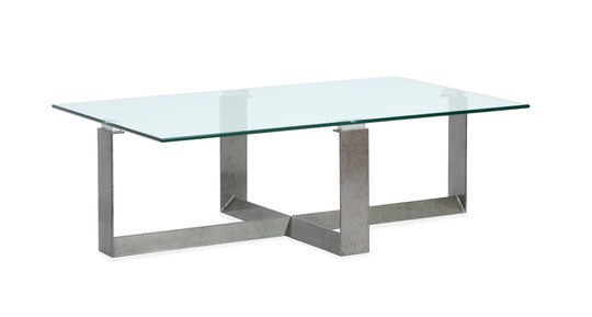 Holden Aged Pewter And Chrome Pucks Rectangular Cocktail Table - T6456-43