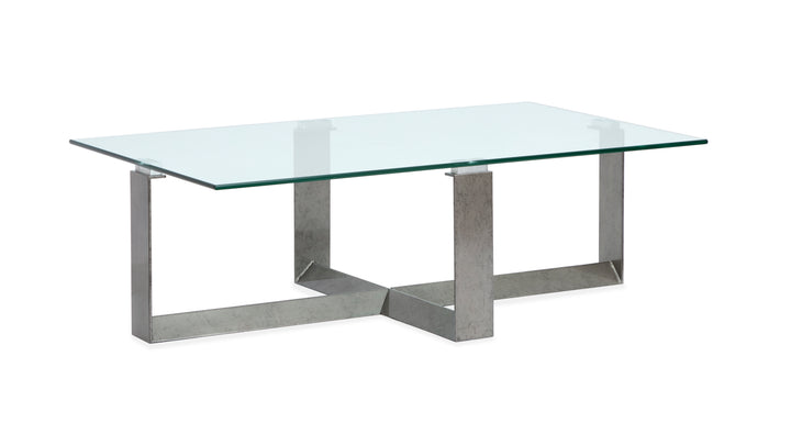 Holden Aged Pewter And Chrome Pucks Rectangular Cocktail Table - T6456-43