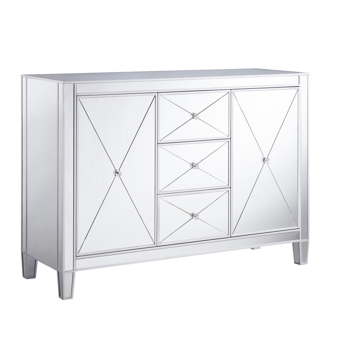 American Home Furniture | SEI Furniture - Mirage 3-Drawer Mirrored Cabinet