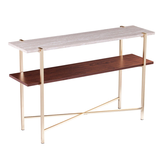 SEI Furniture Ardmillan Faux Marble Console Table w/ Storage CONSOLE TABLES