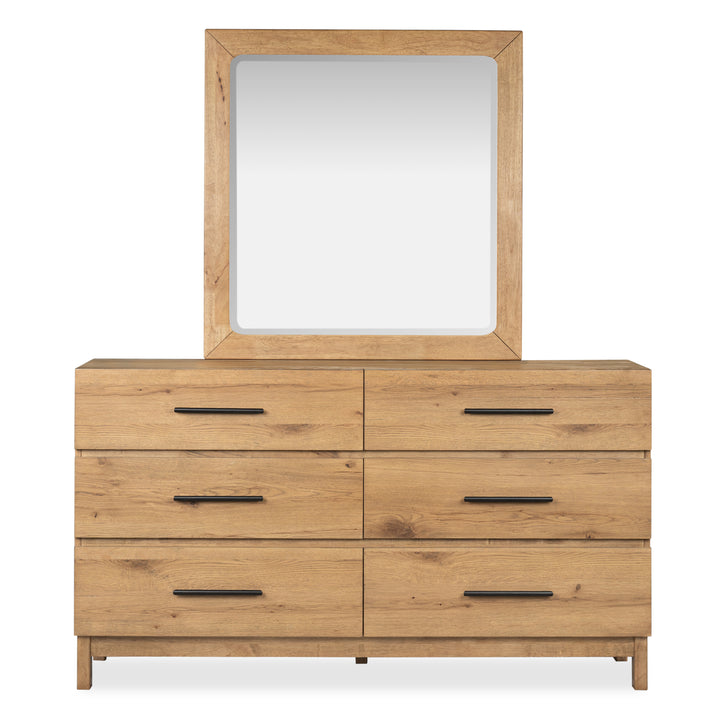 Davenport Rustic Caramel Double Drawer Dresser With Portrait Mirror - B6309-2242