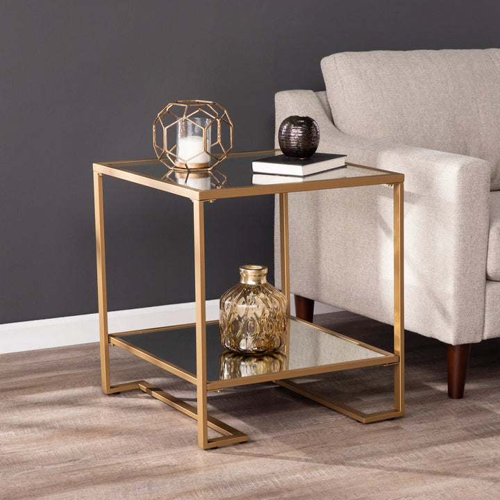Horten Square Glass-Top End Table - AmericanHomeFurniture