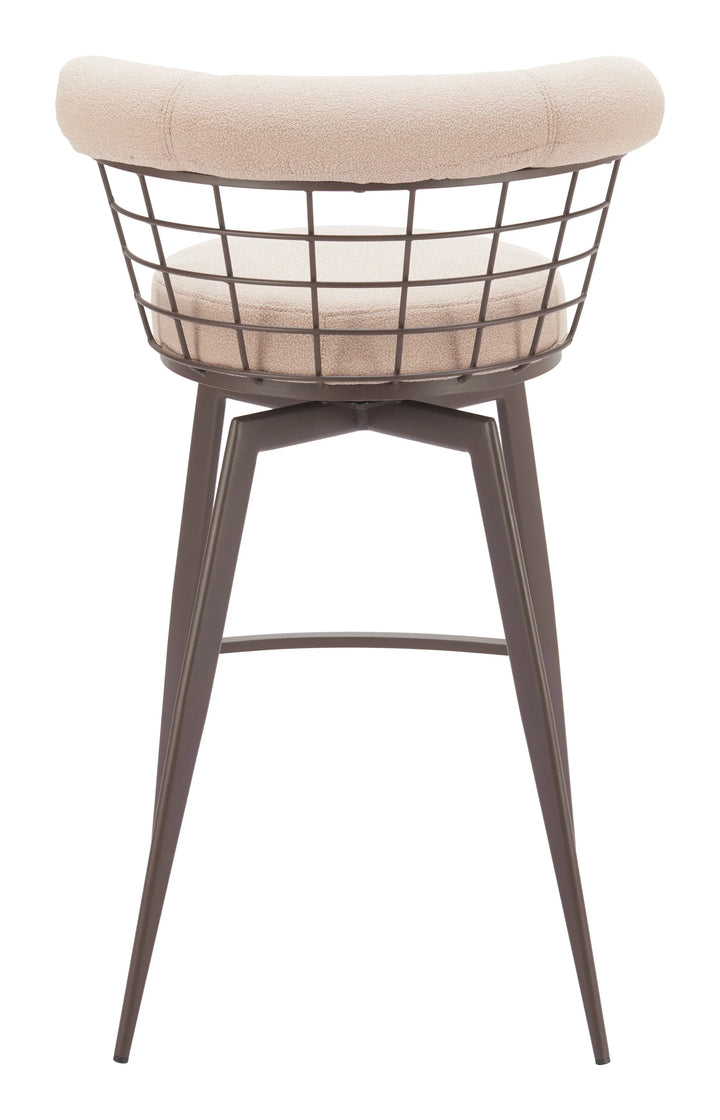 Saku Swivel Barstool Beige & Brown - AmericanHomeFurniture