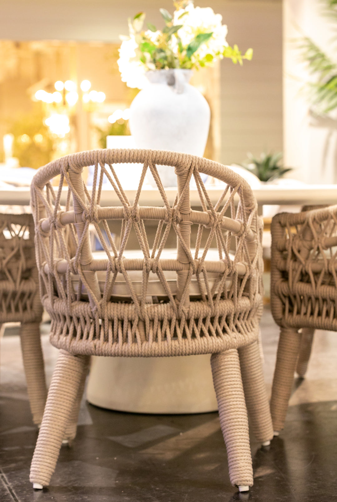 American Home Furniture | Sunset West - Dana Rope Dining Chair in Linen Canvas w/ Self Welt