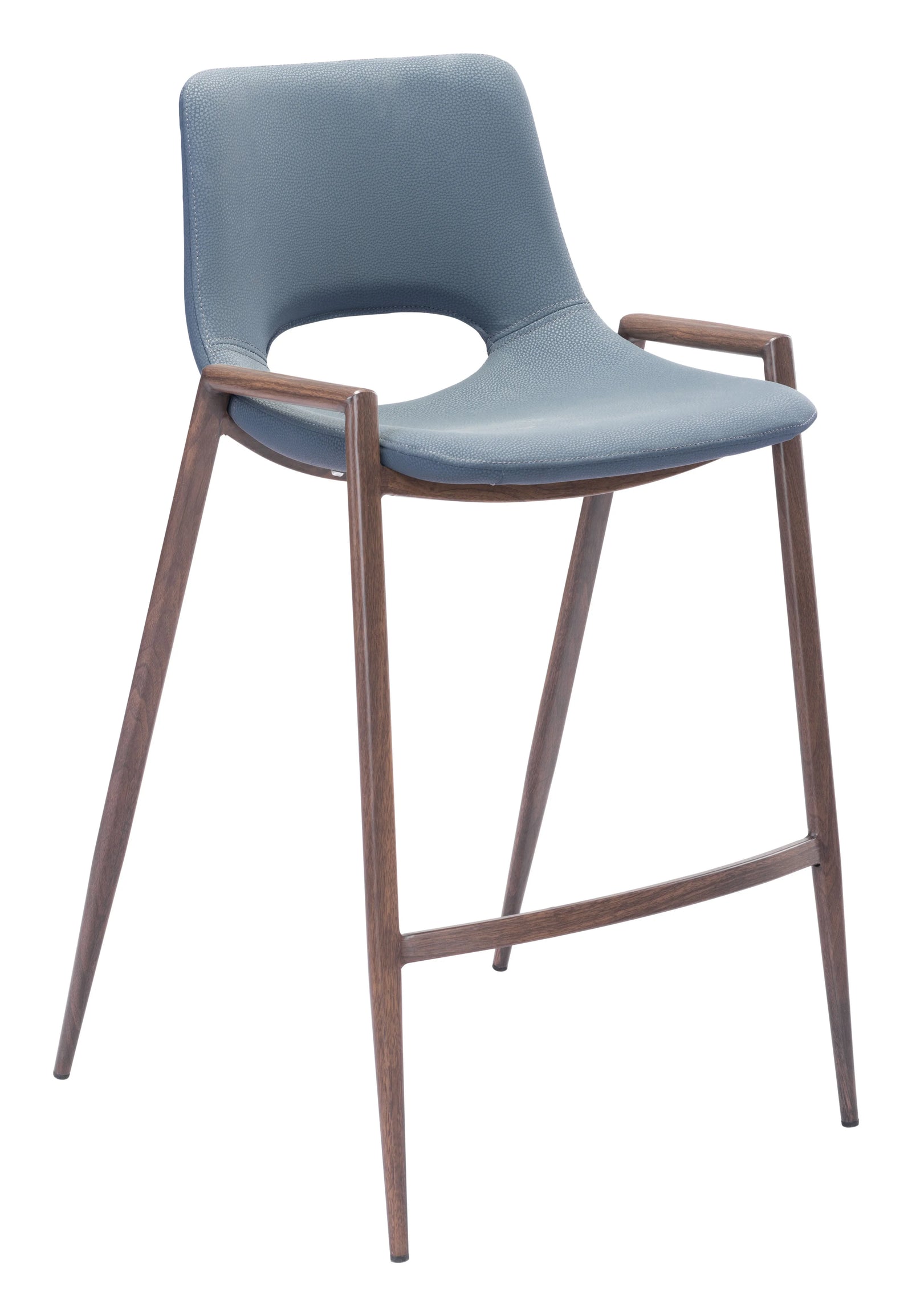 Zuo Desi Counter Stool (Set of 2) Azure Gray & Walnut BAR STOOLS + COUNTER STOOLS