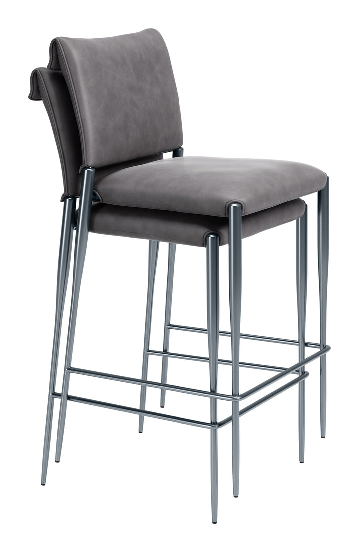 Freesia Barstool (Set of 2) Charcoal Gray
