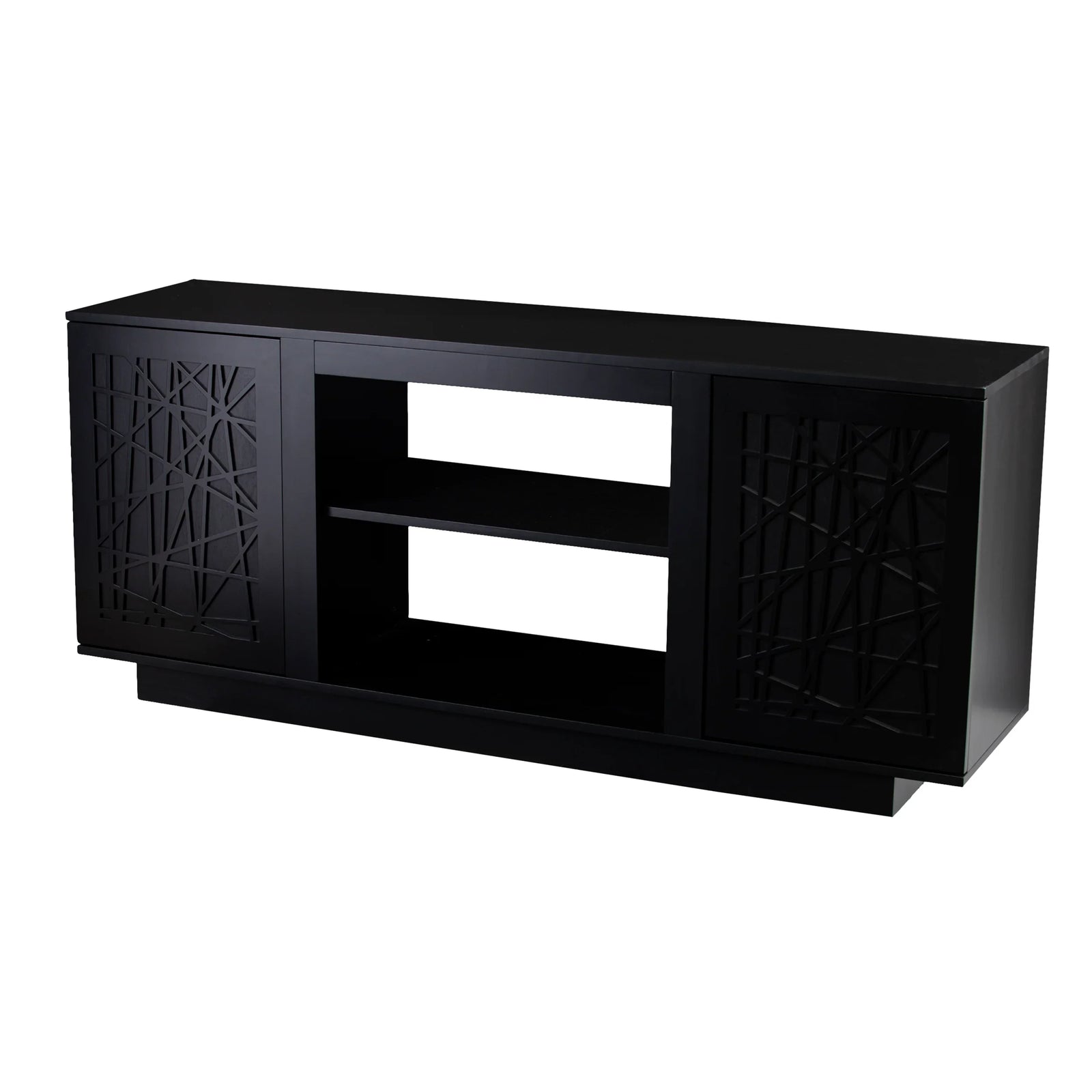 SEI Furniture Delgrave Media Console w/ Storage - Black MEDIA + TV STANDS