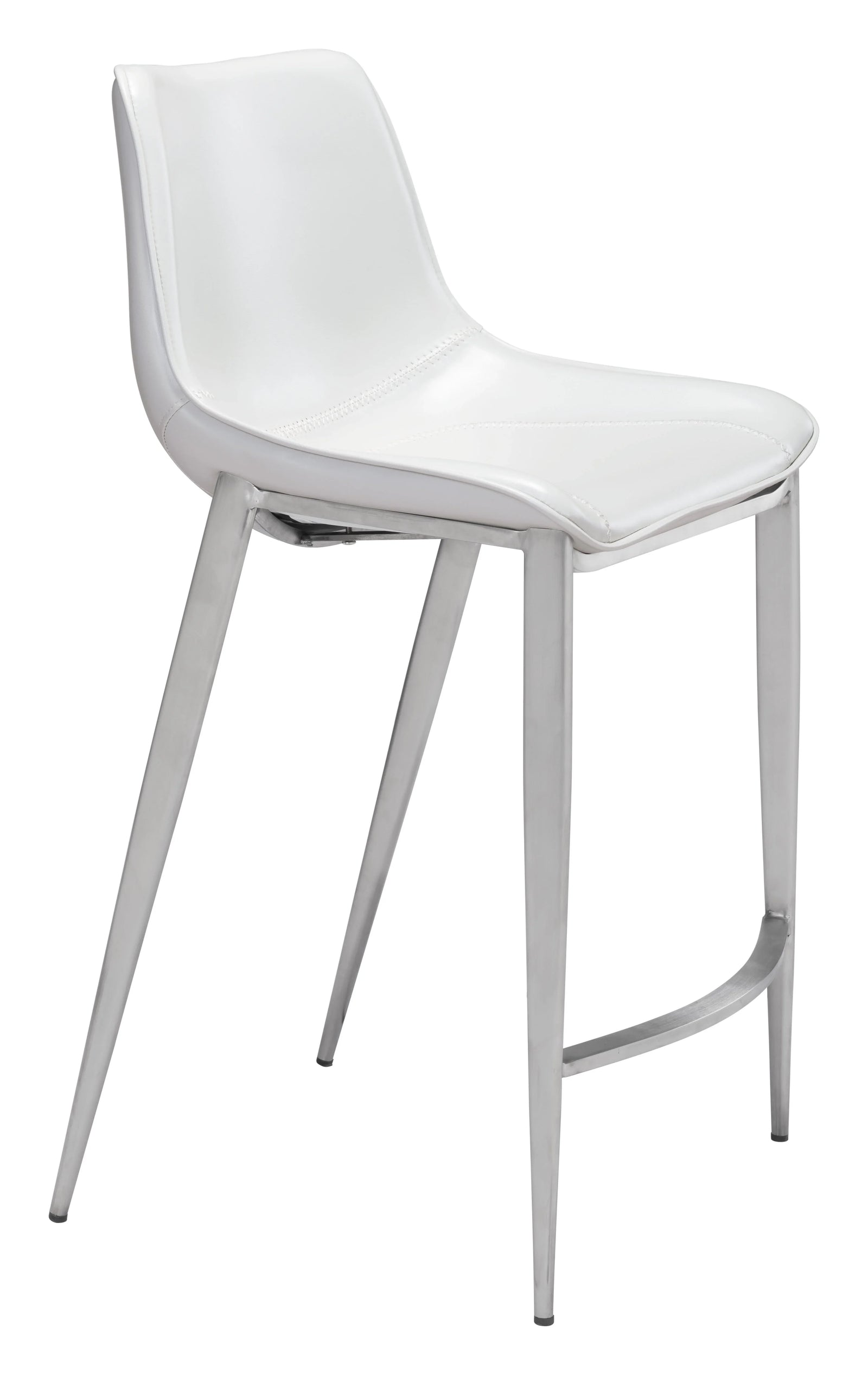 Zuo Magnus Counter Stool (Set of 2) White & Silver BAR STOOLS + COUNTER STOOLS