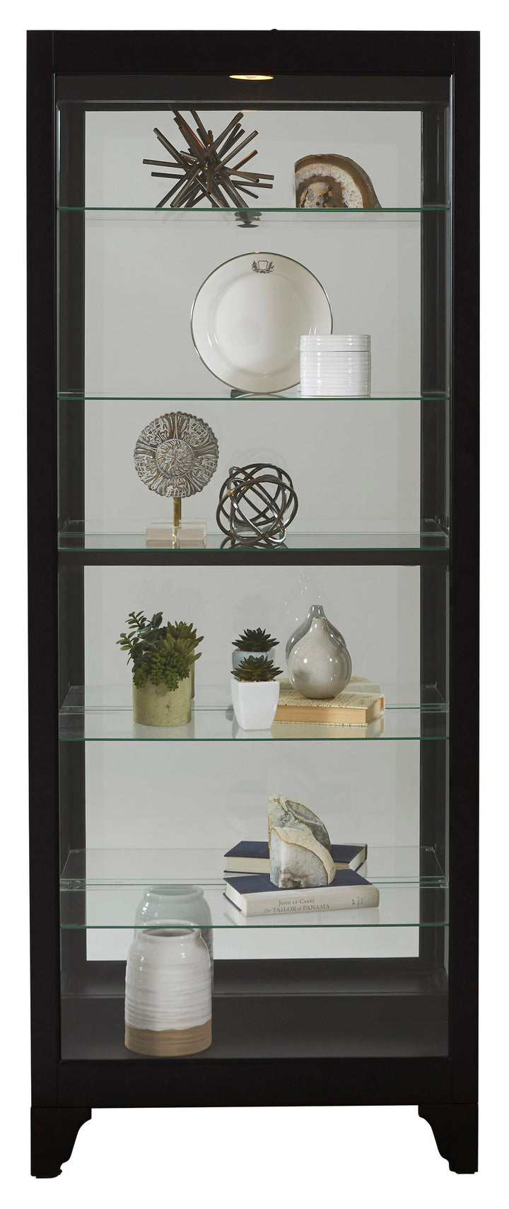 Curios Onyx Black Lighted Gallery Style 5 Shelf Curio Cabinet - 21218
