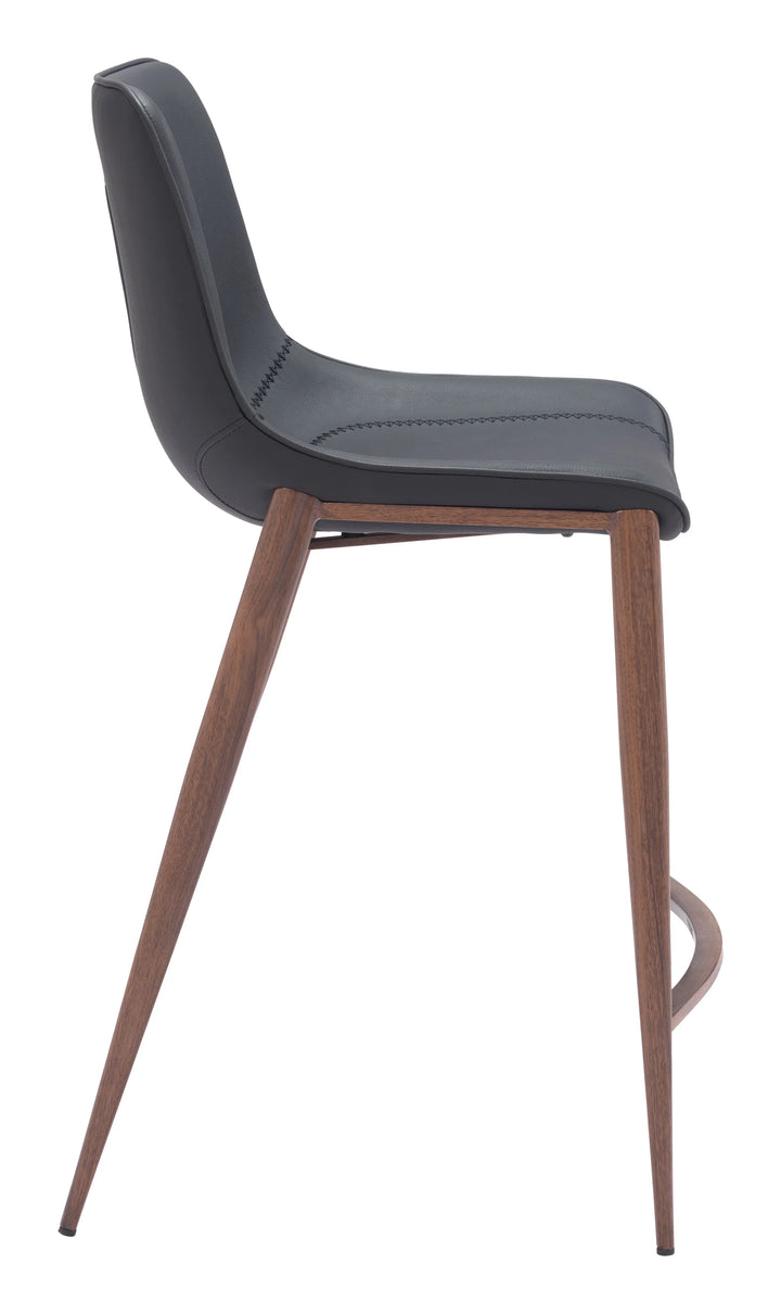 Magnus Counter Stool (Set of 2) Black & Walnut - AmericanHomeFurniture