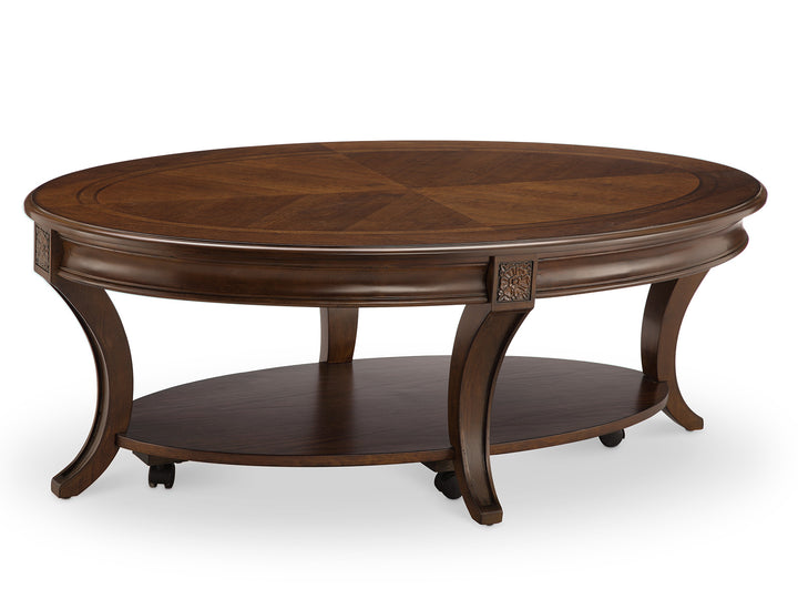 Winslet Cherry Oval Cocktail Table With Casters - T4115-47