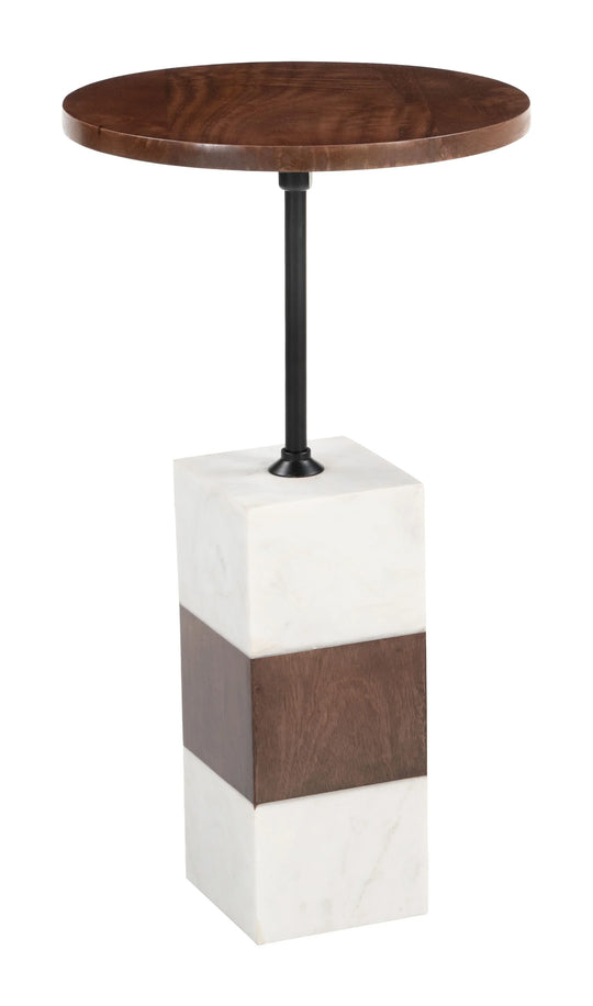 Zuo Stuk Side Table Brown & White ACCENT TABLES