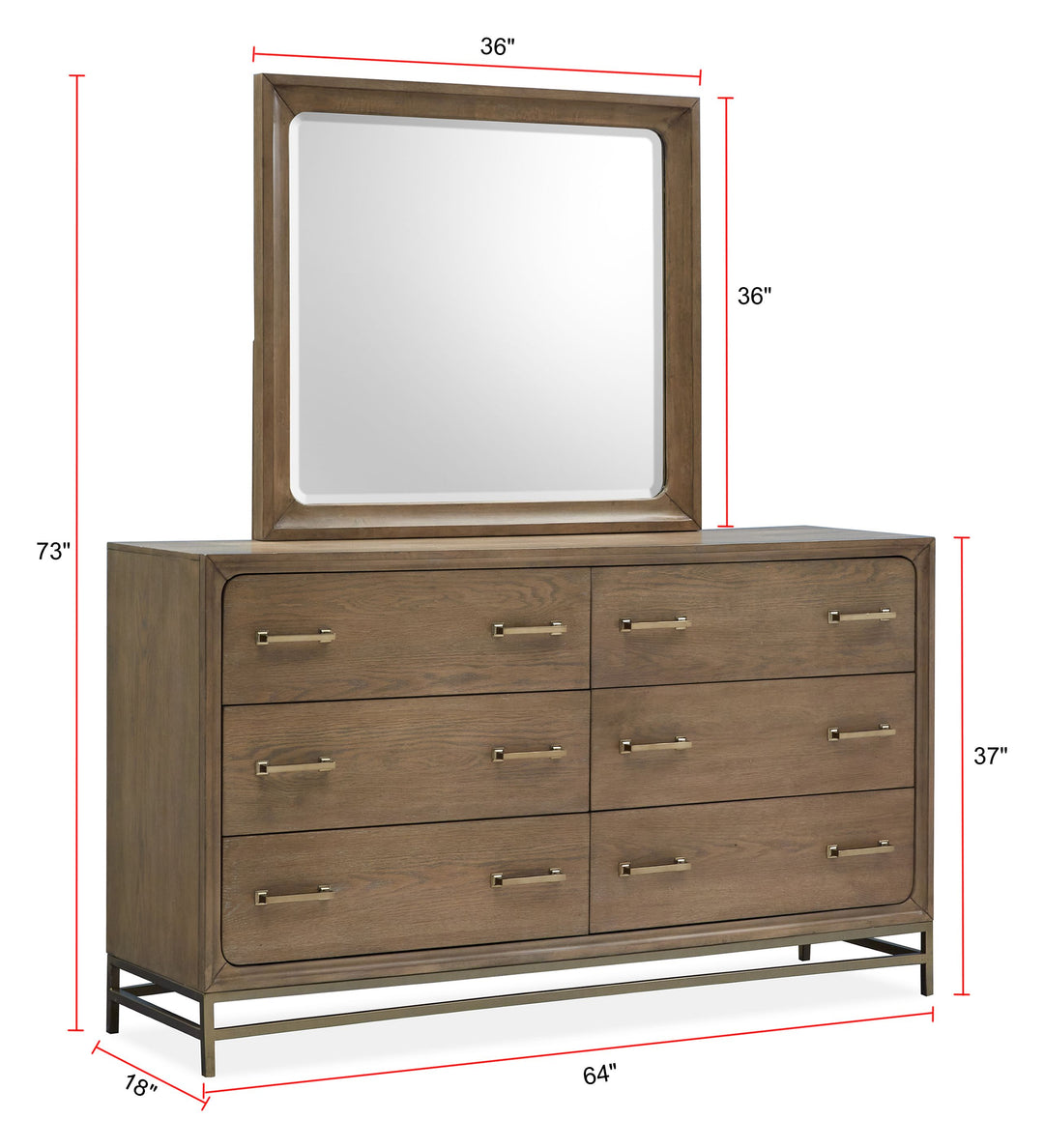 Lindon Belgian Wheat And Coffee Bean Double Drawer Dresser With Landscape Mirror - B5570-2240