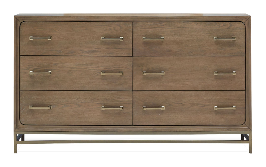 Lindon Belgian Wheat And Coffee Bean Double Drawer Dresser With Landscape Mirror - B5570-2240
