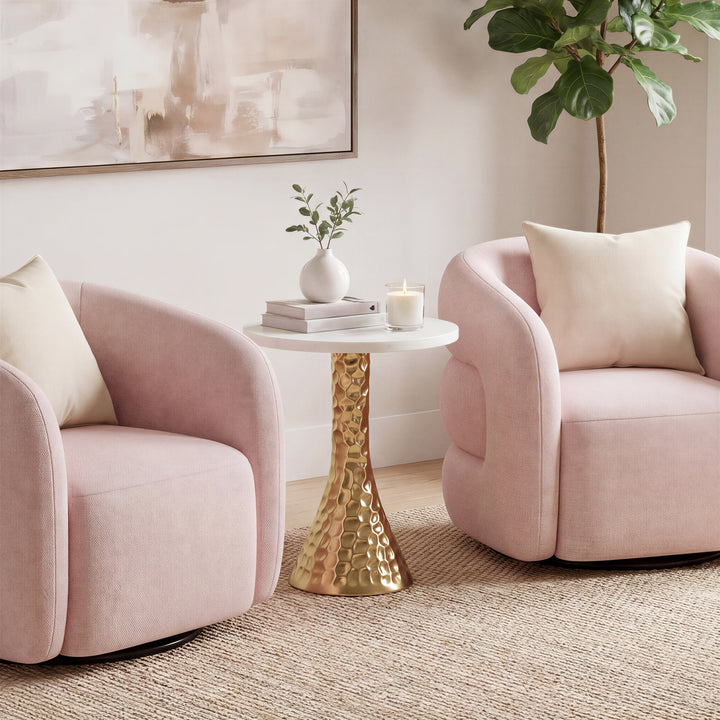 Lira Accent Table White & Gold - 110953