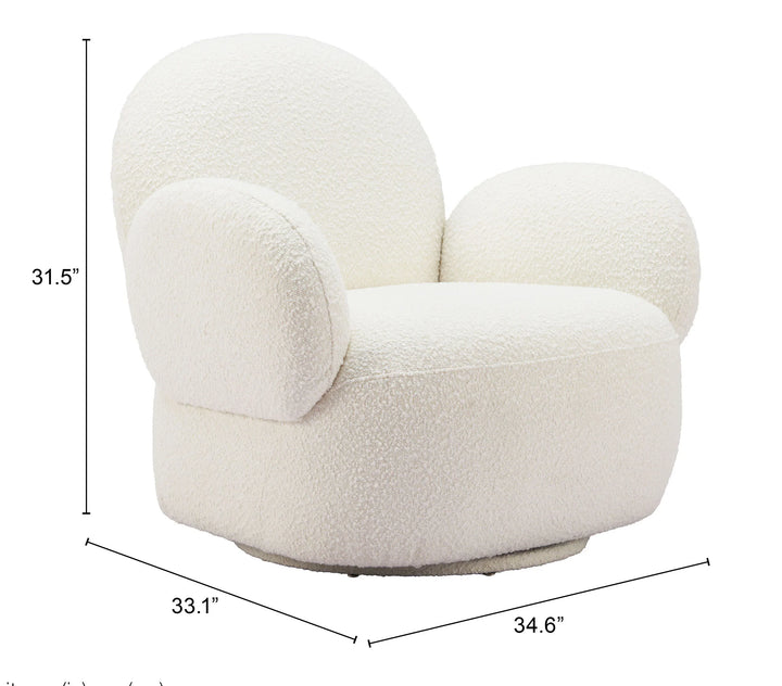 Pilka Swivel Chair White - AmericanHomeFurniture