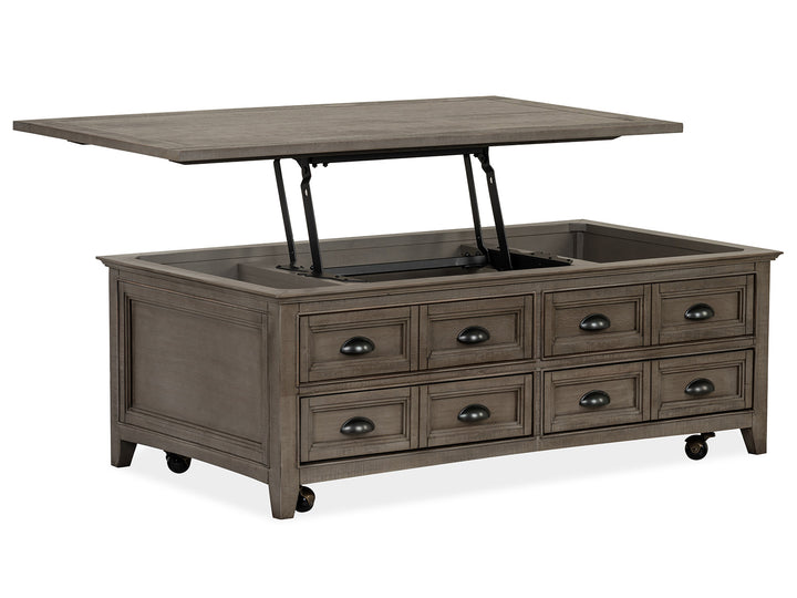 Paxton Place Dovetail Grey Lift Top Storage Cocktail Table With Casters - T4805-50