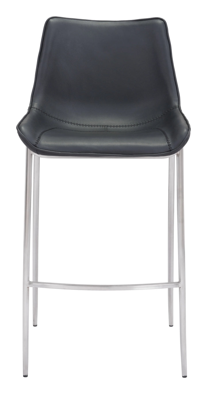 Magnus Barstool (Set of 2) Black & Silver - AmericanHomeFurniture