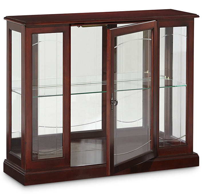 Curios Cherry Brown Lighted 1 Shelf Console Display Cabinet - 6705
