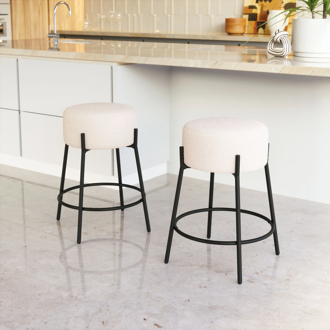 Blanche Counter Stool (Set of 2) Ivory - AmericanHomeFurniture