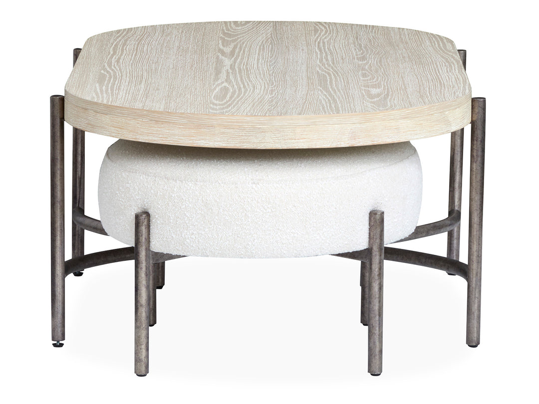 Jennings Edgecomb Grey And Weathered Antique Nickel Oval Cocktail Table With 2 Ottomans - T5927-47