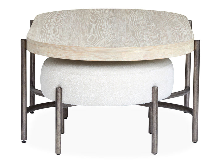Jennings Edgecomb Grey And Weathered Antique Nickel Oval Cocktail Table With 2 Ottomans - T5927-47