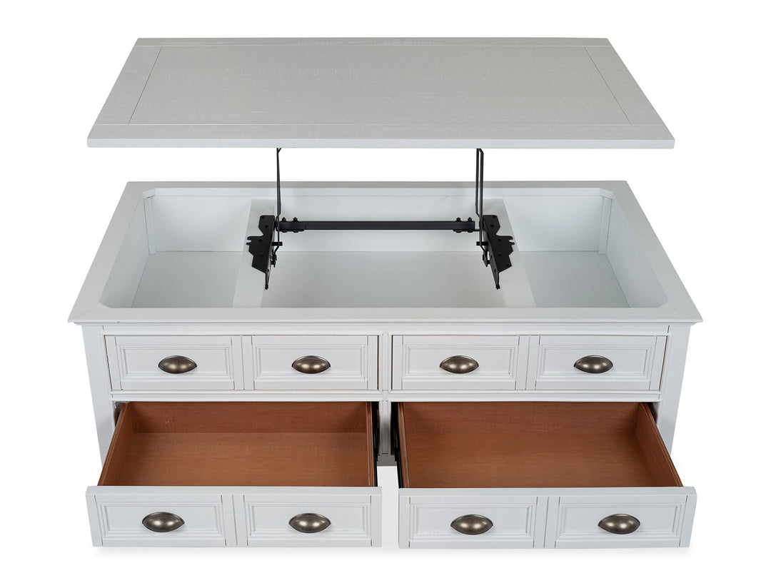 Heron Cove Chalk White Lift Top Storage Cocktail Table With Casters - T4400-50
