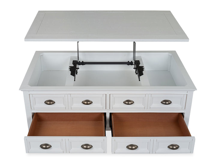 Heron Cove Chalk White Lift Top Storage Cocktail Table With Casters - T4400-50