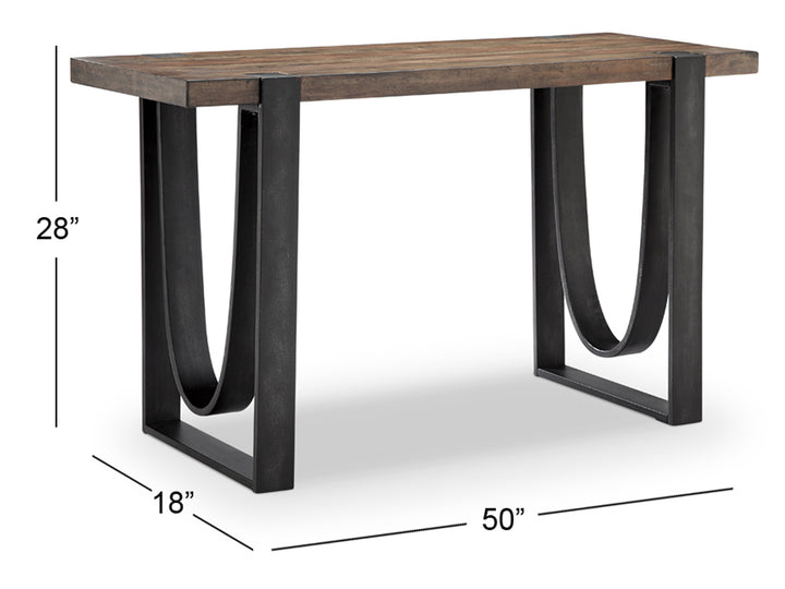 Bowden Rustic Honey And Distressed Iron Rectangular Sofa Table - T4635-73