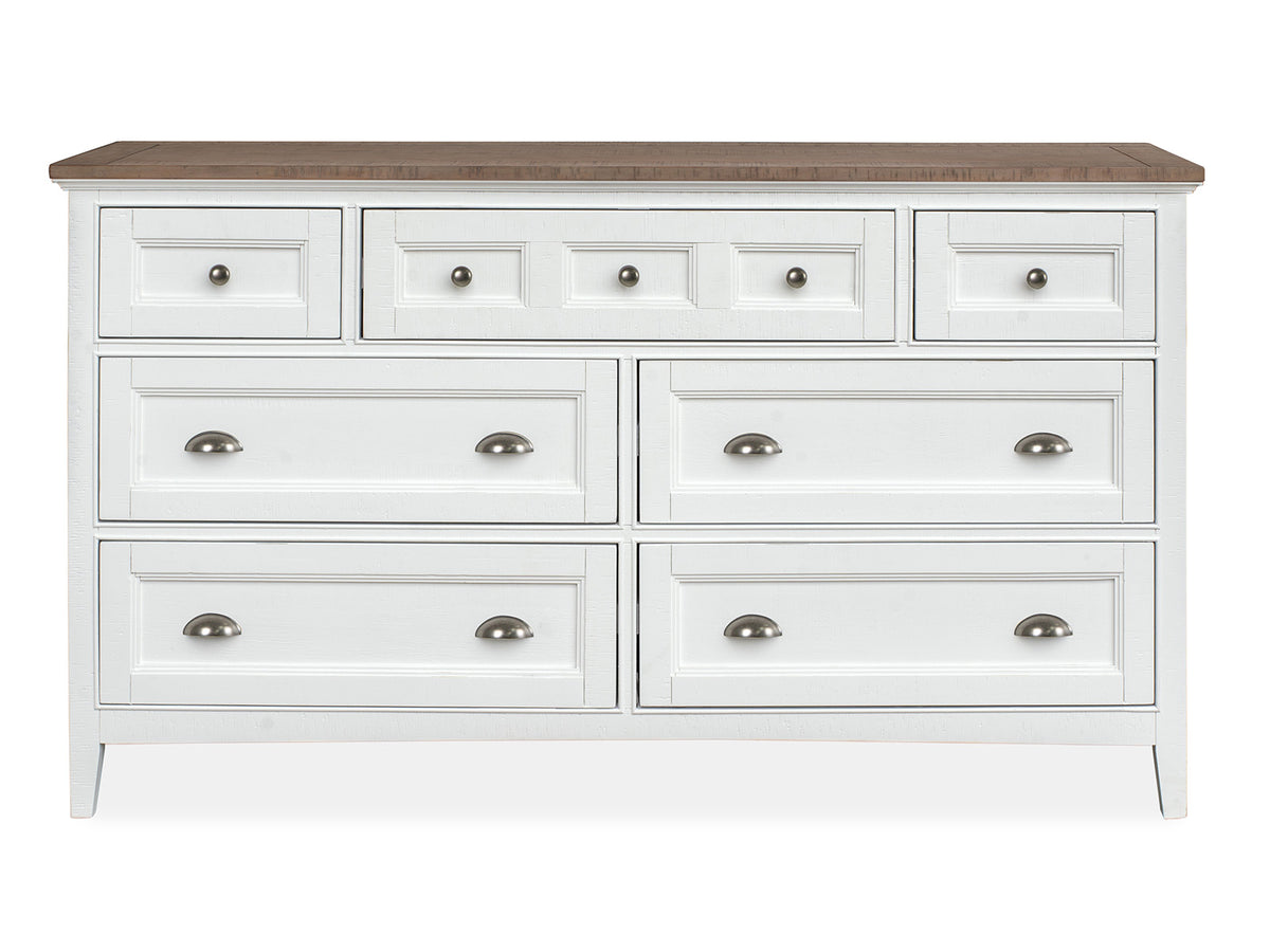 Heron Cove Chalk White And Dovetail Grey 2 Tone Drawer Dresser - B4400-20TT