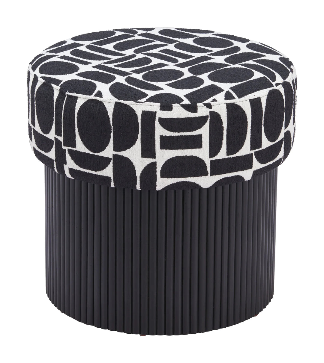 Boto Storage Ottoman Black & White - AmericanHomeFurniture